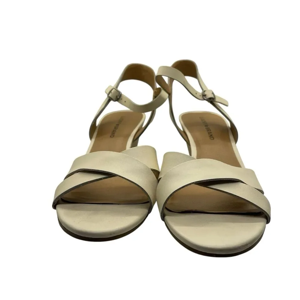 Lucky Brand 10 M Shoes Low Wedge Heel Sandals Leather Ivory Heels